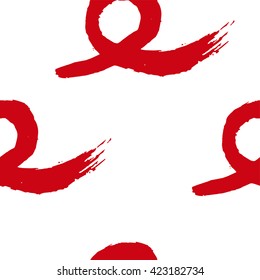 Seamless pattern of red ribbons symbolizing the disease AIDS. 