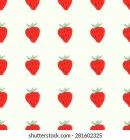 Seamless pattern of red ripe strawberries