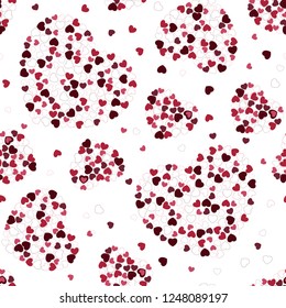 Seamless pattern with red and rose hearts for your design.