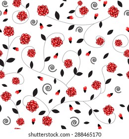 Seamless  pattern with red roses