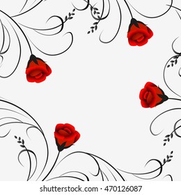 Seamless pattern with red roses.