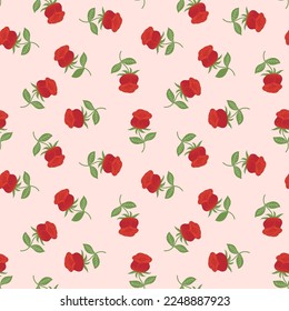 Seamless pattern of a red roses. All over print

