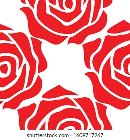 Seamless pattern of red roses closeup on a white background, for your design.
