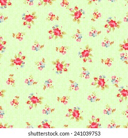 Seamless Pattern with red roses and damask elements 