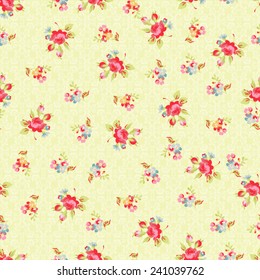 Seamless Pattern with red roses and damask elements 