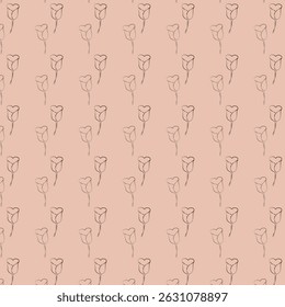 Seamless Pattern with Red Roses and Day Dear Text on Light Background