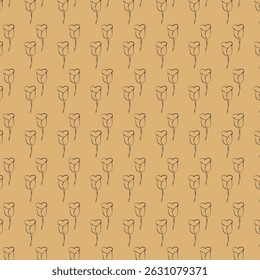 Seamless Pattern with Red Roses and Day Dear Text on Light Background