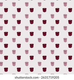 Seamless Pattern with Red Roses and Day Dear Text on Light Background