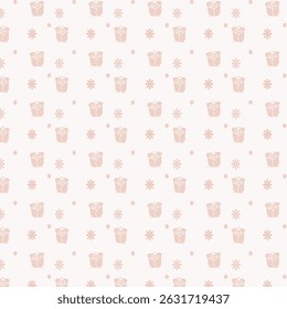 Seamless Pattern with Red Roses and Day Dear Text on Light Background