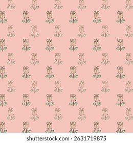 Seamless Pattern with Red Roses and Day Dear Text on Light Background
