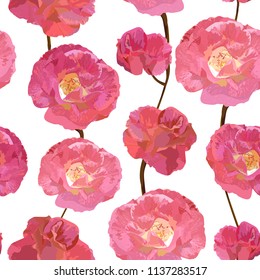 Seamless pattern with red roses. Floral  illustration with beautiful flowers. Vector 