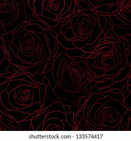 seamless pattern of red roses on the contours of a black background. Many similarities to the author's profile