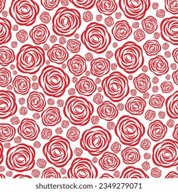 Seamless pattern with red roses on a white. Floral background. Vector illustration. Design for web, wallpaper, cover, textile, fabric, wrapping print 