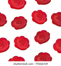 
Seamless pattern with red roses on a white background vector illustration