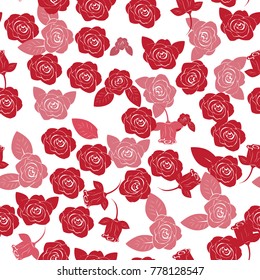 seamless pattern of red roses on a white background