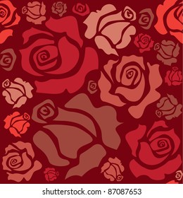 seamless pattern of red roses - sketch illustration
