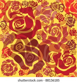 seamless pattern of red roses - sketch illustration