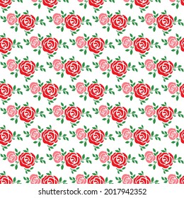 Seamless pattern with red roses for textures, textiles and simple backgrounds, flat style