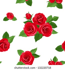 Seamless pattern with red roses. Vector illustration.