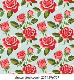 Seamless pattern of red roses. vector