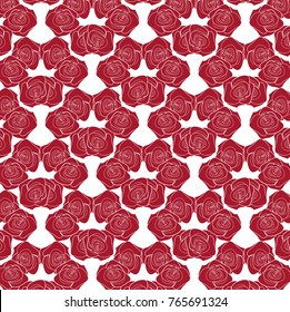 Seamless Pattern Red Roseson White Background Stock Vector (Royalty ...