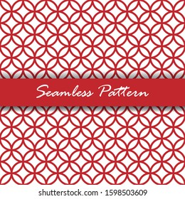 Seamless pattern of red round flower lattice style. Isolated on white background. Vector Illustration.