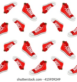 Seamless pattern with red shoes.