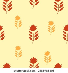 seamless pattern of red silhouette leaves 