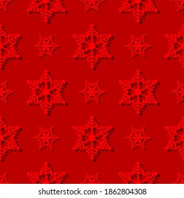Patrón sin foco con copos de nieve rojos para Navidad, vacaciones - evento, regalo de Año Nuevo papel de envoltura, antecedentes de Navidad. 