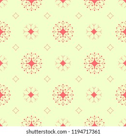 Seamless pattern with red Snowflakes on the light background for Xmas web design, scrapbooking, wrapping paper, textile. Vector.