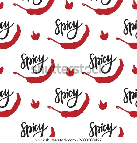 Seamless pattern with red spicy chili pepper. Hot mexican vegetable drawing. Creative vector print. Background for kitchen, cafe menu, clothes, fabric, textile.