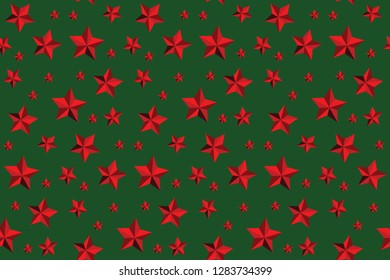 seamless pattern with red stars on green background, Abstract, Vector, illustration, 