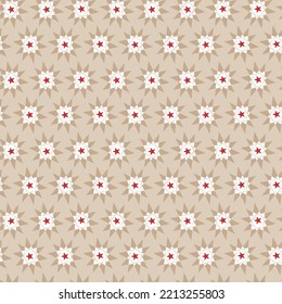 Seamless pattern with red stars on beige background. Vector illustration.Beautiful seamless vector pattern red background of abstract stars