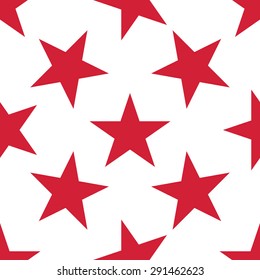 Seamless pattern with red stars on white background. Vector illustration.