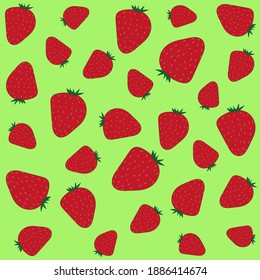 Seamless pattern with red strawberries