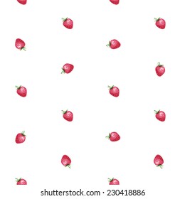 Seamless pattern of red strawberries - watercolor vector