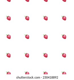Seamless pattern of red strawberries - watercolor vector