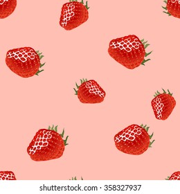 Seamless Pattern With Red Strawberry.