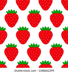 Seamless pattern with red strawberry isolated on white background. Vector illustration
