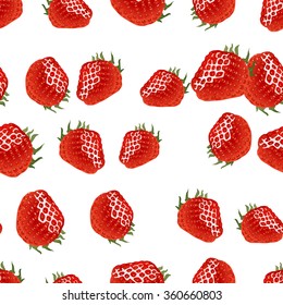 Seamless pattern with red strawberry on white background