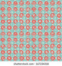 Seamless pattern with red swirls on a light background