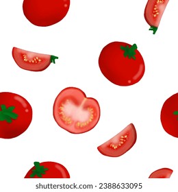Patrón sin inconvenientes tomates rojos ilustración estilo acuarela