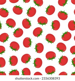 Seamless pattern with red tomatoes on a white background. Pattern with vegetables