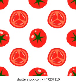 Seamless pattern red tomatoes vector in white background. 