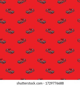 Seamless pattern red truck with red background