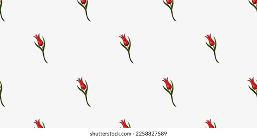 Seamless pattern with red tulips. Vector illustration