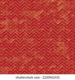 Seamless Pattern With Red Wavey Lines With Textured Background.