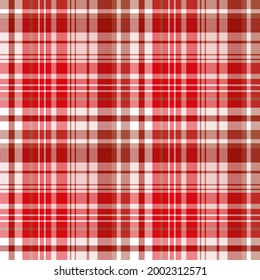 Seamless pattern in red and white colors for plaid, fabric, textile, clothes, tablecloth and other things. Vector image. 