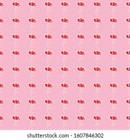 Seamless pattern of red white hearts on pink background for Valentine's Day wallpaper, paper print business, fabric textile. Vector design.