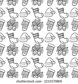 seamless pattern with red and white Santa Clause